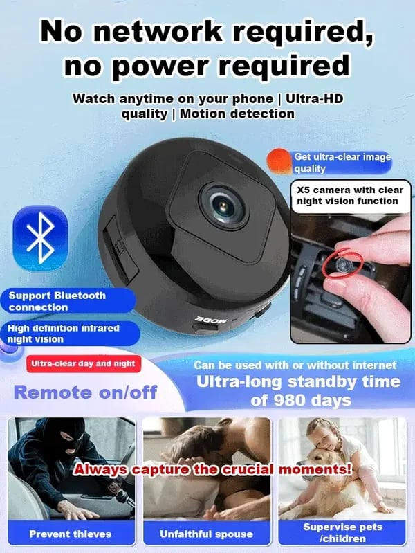 📸Mini WIFI Camera 4k HD -Tiny and installs in 1 second ⚠️Remote real-time viewing