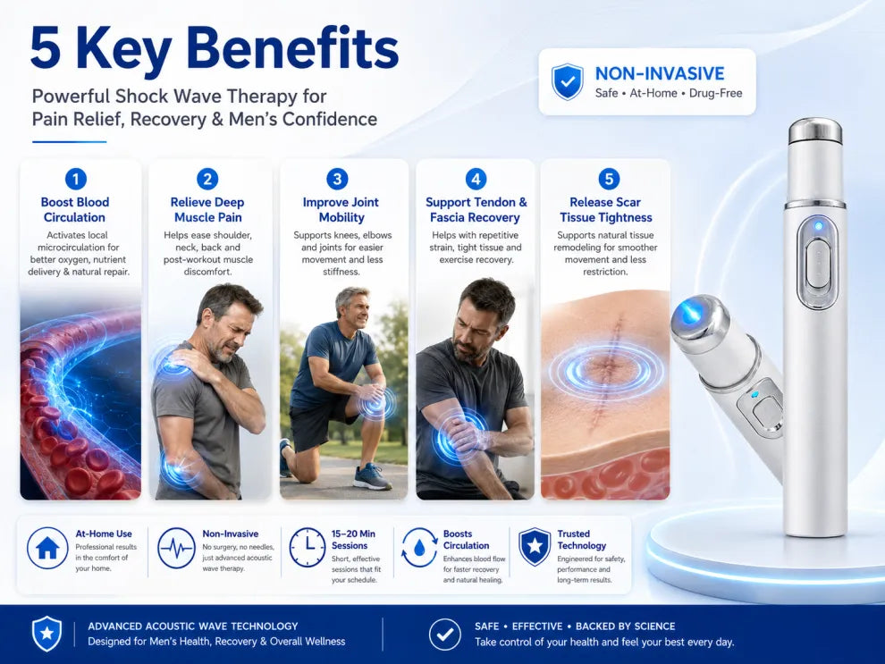 👑Advanced Acoustic Shockwave Therapy restores penile tissue health to enhance rise rigidity, stamina, and male performance confidence, relieving muscle pain, joint stiffness, tendon discomfort📈