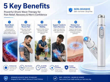 👑Advanced Acoustic Shockwave Therapy restores penile tissue health to enhance rise rigidity, stamina, and male performance confidence, relieving muscle pain, joint stiffness, tendon discomfort📈